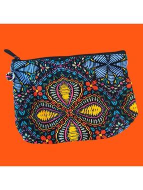 Thirty-One Stitched Medallion Vibrant Mini Zipper Pouch Makeup Bag